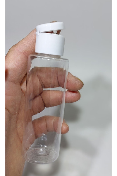 Sampex زجاجة حيوانات أليفة بيضاء موديل مسطح 100 سم مكعب - غطاء قطرة مرشح، زجاجة فارغة (50 قطعة)