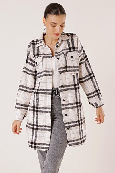 By Saygı Double Pocket Stamped Plaid Tunic Shirt