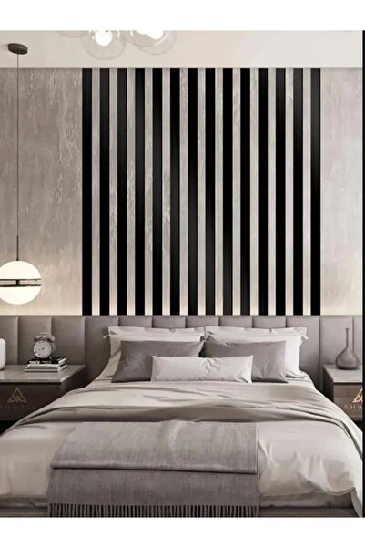 Lowenart Duvar Dekorasyon Ahşap Şerit Panelleri Dekoratif Siyah İskandinav Du...