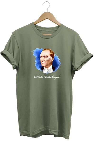 The Baski Ατατούρκ που λέει What Happy I'm Turkish Printed 100% Cotton Premium Khaki T-shirt