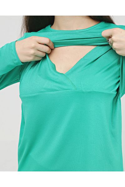 LadyMina Pijama Πράσινο μακρυμάνικο μπλουζάκι εγκυμοσύνης και θηλασμού