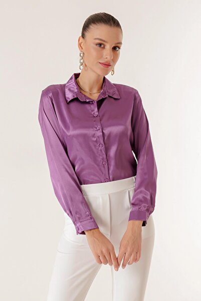 By Saygı Enyhén folyó szatén ing