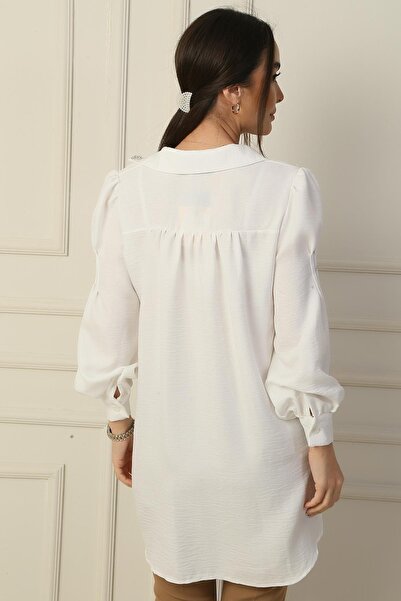 By Saygı Stone Detailed Collar and Sleeve Placket Shirt