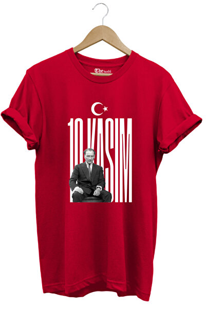The Baski 10. novembar Ataturk Štampano 100% pamuk Premium crvena majica