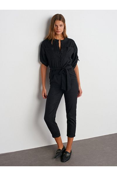 Dilvin 71553 Safari Jumpsuit-Black