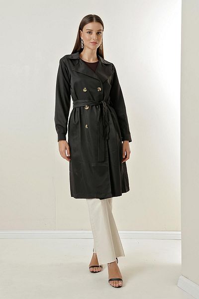By Saygı Trenchcoat aus weicher Baumwolle mit Umlegekragen, Taillengürtel und Taschen