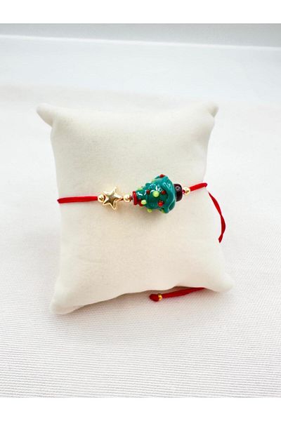 Jerie New Year's Theme13 Red Rope Glass Murano Bracelet