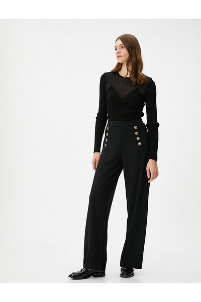 Koton Wide Leg Trousers Normal Waist Buttoned
