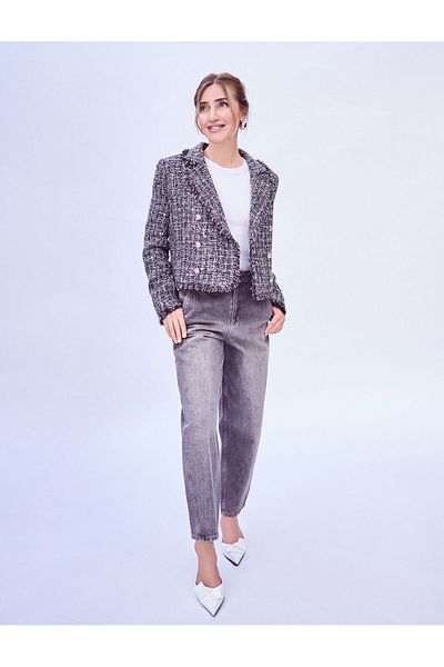 Koton Şahika Ercümen - High Waist Pocket Non-Stretch Comfortable Cotton Jeans