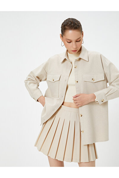 Koton Πουκάμισο υπερμεγέθους κλασικού γιακά με απαλή υφή με τσέπες με πτερύγιο