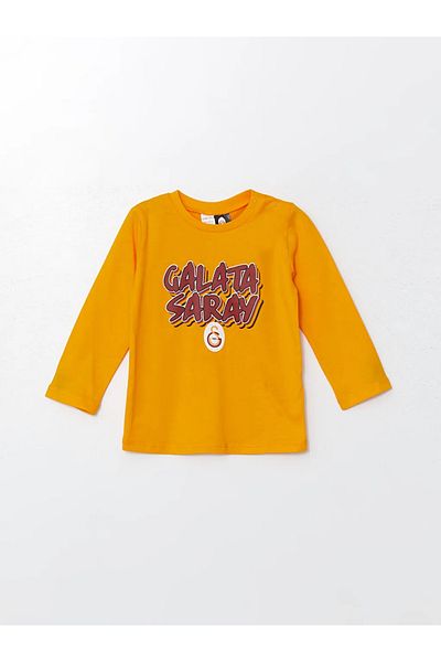 LC Waikiki Lcw Baby Vibrant Orange Crew Neck Long Sleeve Galata Palace Printed Baby Boy Pajamas Set