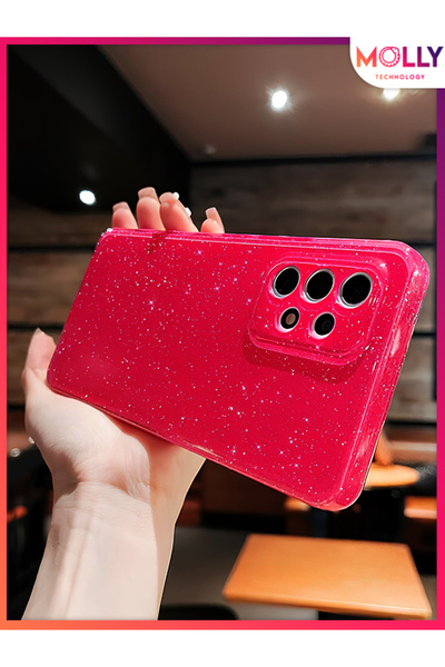 Molly Neon Pink Berry Glitter Shiny Silicone Case for Samsung Galaxy A32