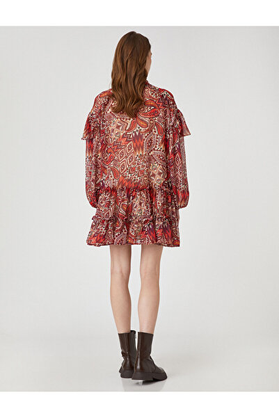 Koton Etnik Desenli Katlı Mini Şifon Elbise