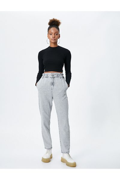 Koton Elastic Waist Jeans High Waist - Baggy Jeans
