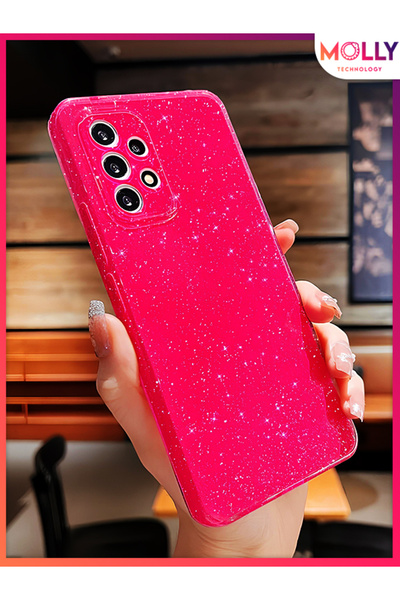 Molly Neon Pink Berry Glitter Shiny Silicone Case for Samsung Galaxy A32