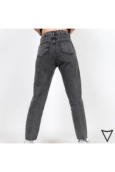 DRC trend Dwey Γυναικείο καπνιστό ψηλόμεσο Mom Jeans Lycra Stretchy Washed Smoked Mom Jeans