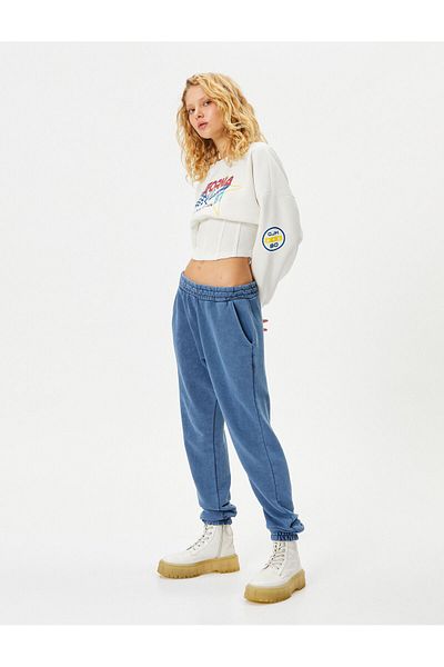 Koton Cotton Jogger Sweatpants - Pocketed and Pale Effect