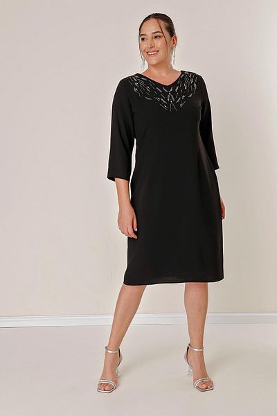 By Saygı Rochie cu mâneci capri cu imprimeu cu piatră în față