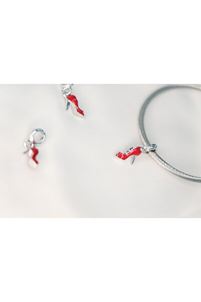 CYB STUDİO Red Stiletto Stainless Steel Charm