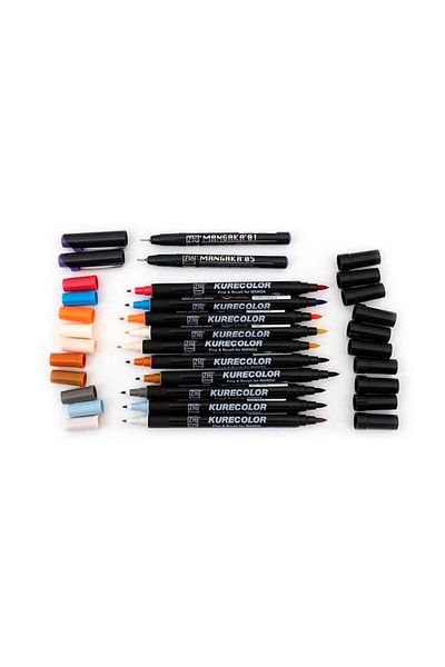 Zig Zıg Kurecolor Cartoonist Fine & Brush Marker Cnkc2200 Double Ended Manga and Graphic Marker No:784 Dark