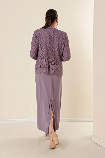 By Saygı Beadwork Embroidered Guipure Lined Dress Jacket Plus Size 2-Piece Set