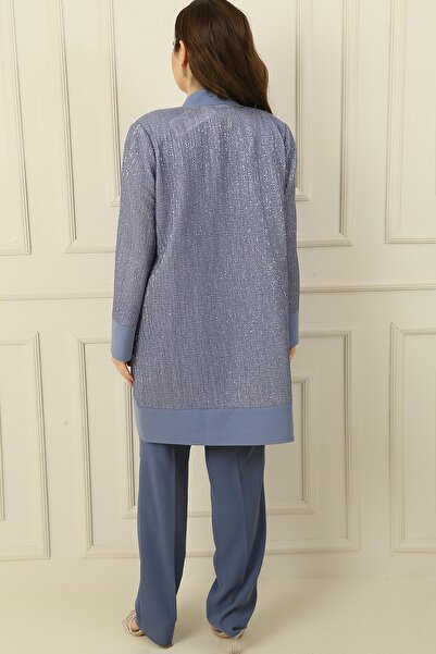 By Saygı Plus Size 3-Piece Set with Sequin Detailed Jacket Blouse and Trousers