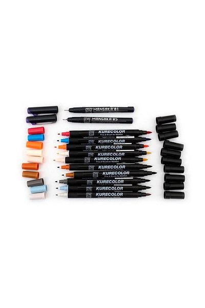 Zig Zıg Kurecolor Cartoonist Fine & Brush Marker Cnkc2200 Double Ended Manga and Graphic Marker No:218 Red