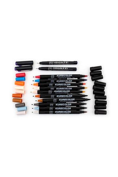 Zig Zıg Kurecolor Cartoonist Fine & Brush Marker Cnkc2200 Double Ended Manga and Graphic Marker No:609 Deep