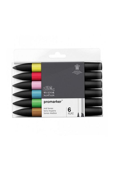 Winsor Newton Winsor & Newton Promarker - 6-Piece Mid Tones Set