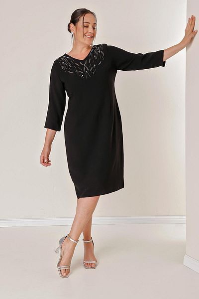 By Saygı Rochie cu mâneci capri cu imprimeu cu piatră în față
