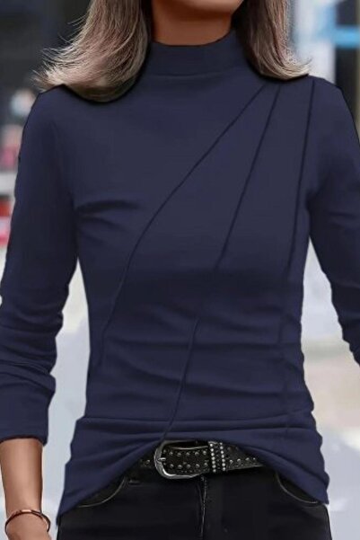 Mossta Рибальський комір, смужка спереду, блуза для дайвінгу, синя