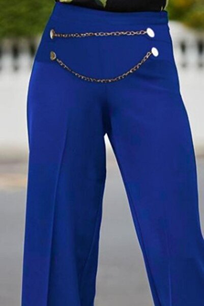 Mossta Saks Кольорові імпортні крепові штани - з ланцюговими деталями