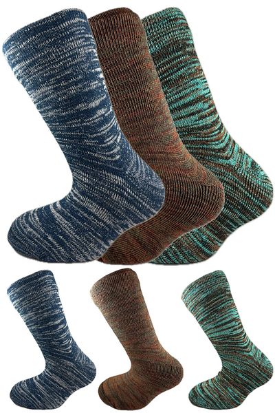 SİHİRLİ AYAKLAR Colorful 3 Pairs Thermal Unisex Men's and Women's Socks - Thick and Warm Heat Sink 38-42