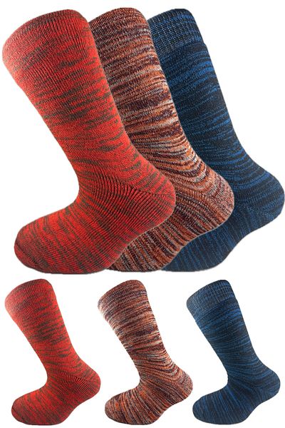 SİHİRLİ AYAKLAR Colorful 3 Pairs Thermal Unisex Men's and Women's Socks - Thick and Warm Heat Sink 38-42