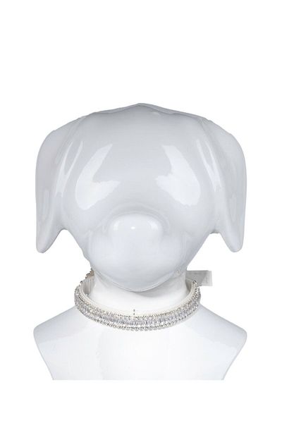 reyselstyle WHITE LEATHER WITH LUXURY BAGUETTE Rhinestones for CATS AND DOGS