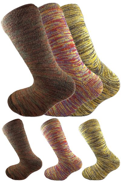 SİHİRLİ AYAKLAR Colorful 3 Pairs Thermal Unisex Men's and Women's Socks - Thick and Warm Heat Sink 38-42