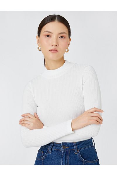Koton Long Sleeve T-Shirt Stand Collar
