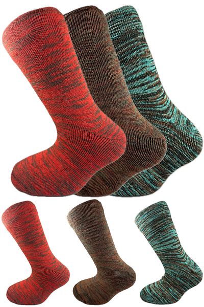 SİHİRLİ AYAKLAR Colorful 3 Pairs Thermal Unisex Men's and Women's Socks - Thick and Warm Heat Sink 38-42