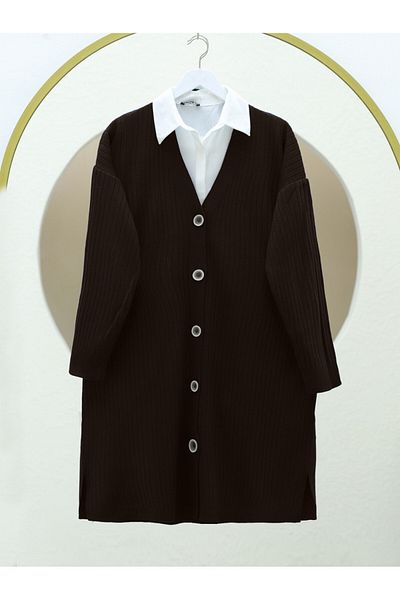 Modamorfo Araboy Knitwear Cardigan - Button and Brown