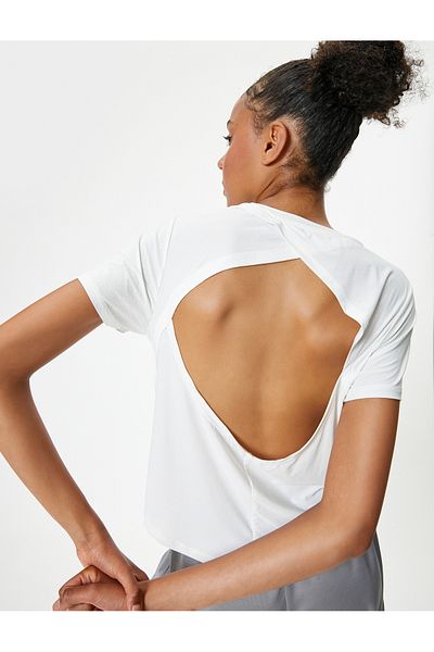 Koton Tricou sport cu mânecă scurtă oversize cu decolteu rotund cu detaliu la spate