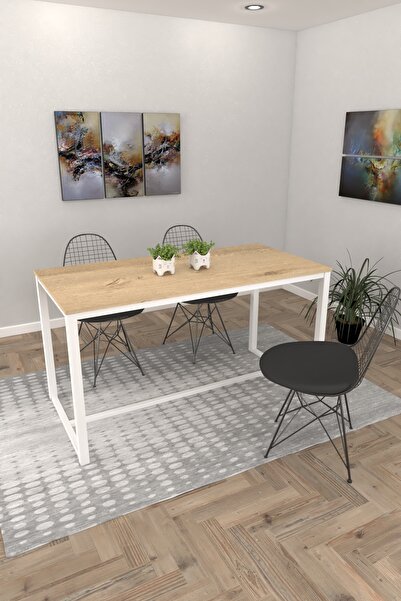 Kuans Ofis Yemek Masası - Mutfak Masası - Salon Masası - Metal Ayak 139x69