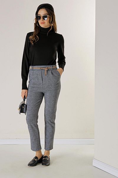 By Saygı Καρό Skinny παντελόνι με ελαστική ζώνη μέσης και πλαϊνές τσέπες