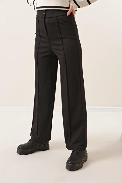 By Saygı Wide Leg Grass Scuba Crepe Trousers