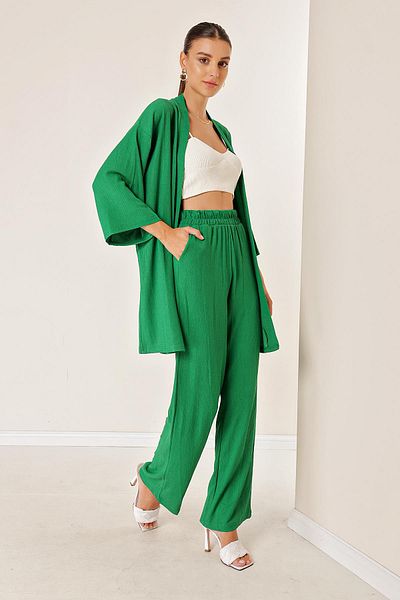 By Saygı Wrapped Pants Kimono Set with Pockets