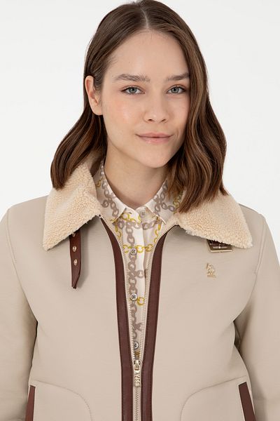 U.S. Polo Assn. Women's Ecru Leather Jacket 50297261 -Vr019