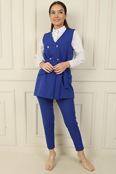 By Saygı Облягаючі приталені штани та жилет (комплект з 2 шт. з 6 кишенями та вентиляційними отворами)