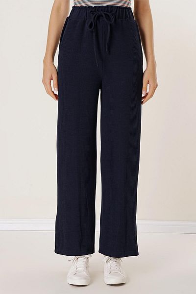 By Saygı Pantaloni tricotati cu talie elastica, fante laterale si buzunare