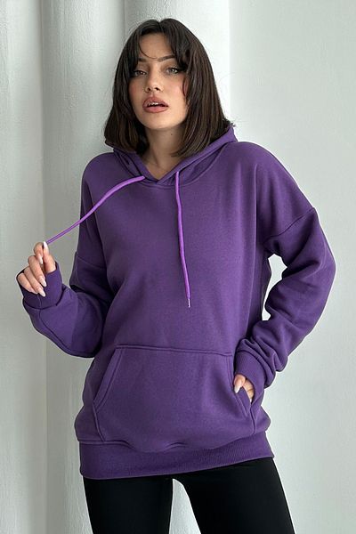 zunop Women's Purple Do What Makes You Happy Printed Oversize Hooded Sweatshirt