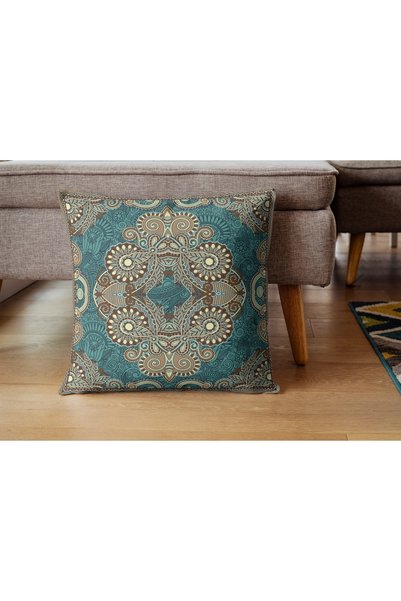 CİMENS Green Uzbek Patterned 4-Piece Throw Pillow Pillow Case - Digital Printed Gift Sofa