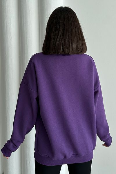 zunop Women's Purple Charlie Luciano Printed Oversize Hooded Sweatshirt